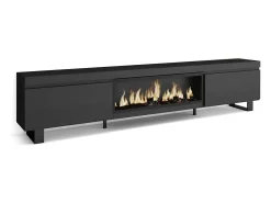 Skraut Home Móvel De Tv*Móvel de TV, 267x35x57cm, TV de grande formato, Lareira eléctrica XXL, Design industrial, Preto