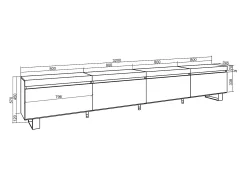 Móvel de TV, 320x35x57cm, TV de grande formato, Design industrial, Carvalho^Skraut Home Outlet
