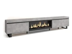Móvel de TV, 288x35x57cm, TV de grande formato, Lareira eléctrica XXL, Design industrial, Cimento^Skraut Home Sale