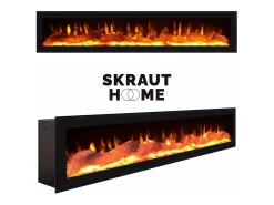 Skraut Home Móvel De Tv*Móvel de TV, 288x35x57cm, TV de grande formato, Lareira eléctrica, Design industrial, e Carvalho soft Branco