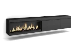 Clearance Móvel de TV, 237x35x45cm, TV de grande formato, Lareira eléctrica XXL, Suspensos, Móvel De Tv