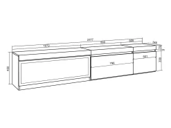 Clearance Móvel de TV, 237x35x45cm, TV de grande formato, Lareira eléctrica XXL, Suspensos, Móvel De Tv