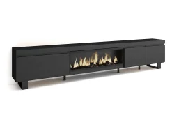 Móvel de TV, 288x35x57cm, TV de grande formato, Lareira eléctrica XXL, Design industrial,*Skraut Home Sale