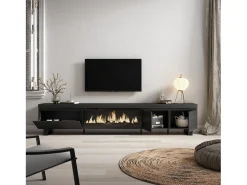 Móvel de TV, 288x35x57cm, TV de grande formato, Lareira eléctrica XXL, Design industrial,*Skraut Home Sale