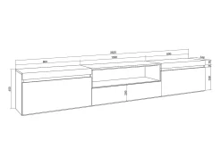 Móvel de TV, 260x35x45cm, TV de grande formato, Suspensos, e Carvalho soft^Skraut Home Outlet
