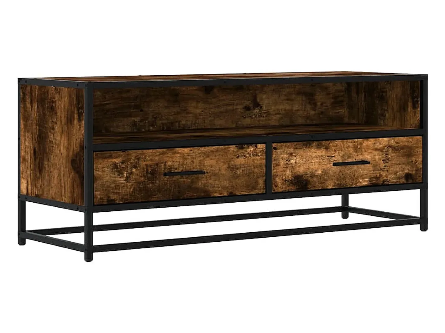 vidaxl Móvel De Tv*Móvel p/ TV 100x34,5x40 cm deriv. madeira/metal carvalho fumado Castanho