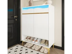 Móvel para sapatos moderno 80x35x105cm - com LED - 2 gavetas e 2 portas -^ModernLuxe Best