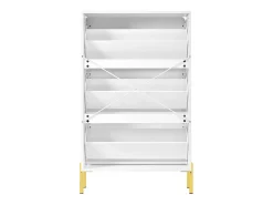 Clearance Móvel para sapatos moderno 73x24x120 cm - 3 portas - Prateleira de sapatos de 6 níveis - pés dourados - MDF - Móvel De Arrumação|Sapateira