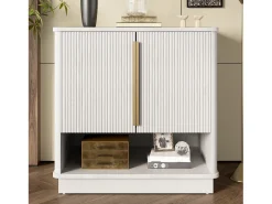 Online Móvel para sapatos moderno 60x40x61 cm - 2 portas - Prateleiras abertas - Acabamento imitação madeira - MDF - Móvel De Arrumação|Sapateira