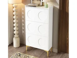 Móvel para sapatos moderno 63x24x120 cm - 3 níveis de armazenamento - Pés de metal - MDF -^ModernLuxe Clearance