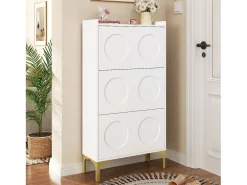 Móvel para sapatos moderno 63x24x120 cm - 3 níveis de armazenamento - Pés de metal - MDF -^ModernLuxe Clearance