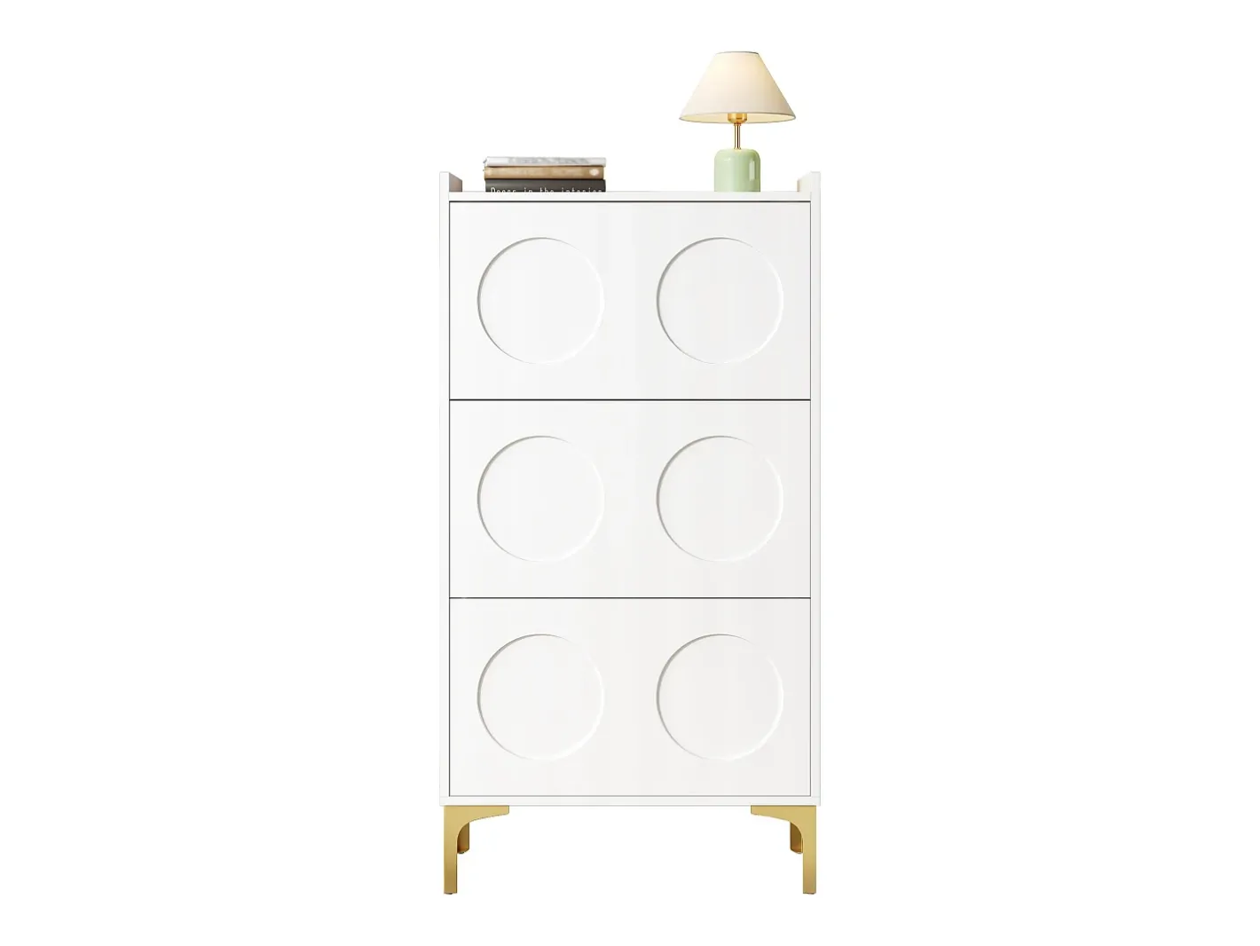 Móvel para sapatos moderno 63x24x120 cm - 3 níveis de armazenamento - Pés de metal - MDF -^ModernLuxe Clearance