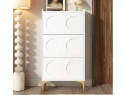 Móvel para sapatos moderno 63x24x120 cm - 3 níveis de armazenamento - Pés de metal - MDF -^ModernLuxe Clearance