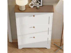 Móvel para sapatos moderno 87x26x120 cm - 3 portas basculantes - puxadores redondos de madeira - MDF -^ModernLuxe Best