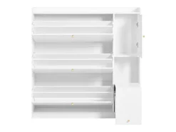 Móvel para sapatos multifuncional 119x24x122 cm - com 3 gavetas dobráveis - com banco dobrável - com uma porta -^ModernLuxe Sale