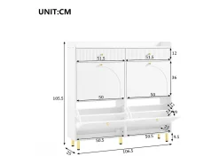 Móvel para sapatos 106.5x25x105.5cm - con 4 portas basculantes e 2 gavetas -*ModernLuxe Discount