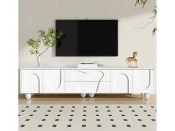 Móvel para TV 180×40×42 cm - 2 gavetas e 4 portas - pés em madeira maciça - painel de partículas -*ModernLuxe Outlet
