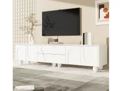 Móvel para TV 180×40×42 cm - 2 gavetas e 4 portas - pés em madeira maciça - painel de partículas -*ModernLuxe Outlet