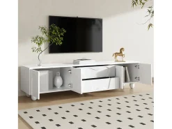 Móvel para TV 180×40×42 cm - 2 gavetas e 4 portas - pés em madeira maciça - painel de partículas -*ModernLuxe Outlet