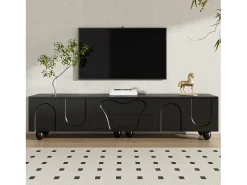 Móvel para TV 180×40×42 cm - 2 gavetas e 4 portas - pés em madeira maciça - painel de partículas -*ModernLuxe Clearance