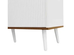 Online Móvel para TV 160×39×49,5 cm - 3 portas - Acabamento madeirado - MDF + Painel de partículas - Branco + Natural Móvel De Tv