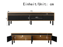 Móvel para TV 170×38×47,7 cm - 3 portas - MDF + painel de partículas - natural +^ModernLuxe Hot