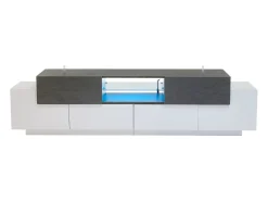 Best Móvel para TV 180×40×45 cm - com iluminação LED - com 2 gavetas e 4 portas - para TVs de 80/75/70/65/55 polegadas - branco/cinza Móvel De Tv