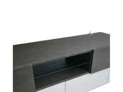 Best Móvel para TV 180×40×45 cm - com iluminação LED - com 2 gavetas e 4 portas - para TVs de 80/75/70/65/55 polegadas - branco/cinza Móvel De Tv