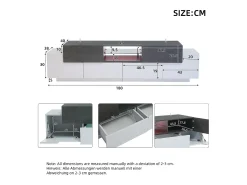 Best Móvel para TV 180×40×45 cm - com iluminação LED - com 2 gavetas e 4 portas - para TVs de 80/75/70/65/55 polegadas - branco/cinza Móvel De Tv