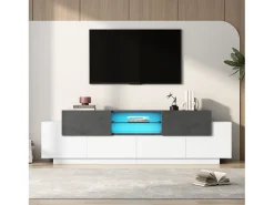 Best Móvel para TV 180×40×45 cm - com iluminação LED - com 2 gavetas e 4 portas - para TVs de 80/75/70/65/55 polegadas - branco/cinza Móvel De Tv
