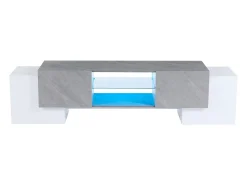Móvel para TV - com 4 portas - com iluminação LED - para televisores 80/75/70/65/55 polegadas - branco + cinza*ModernLuxe Best