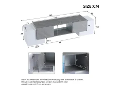 Móvel para TV - com 4 portas - com iluminação LED - para televisores 80/75/70/65/55 polegadas - branco + cinza*ModernLuxe Best