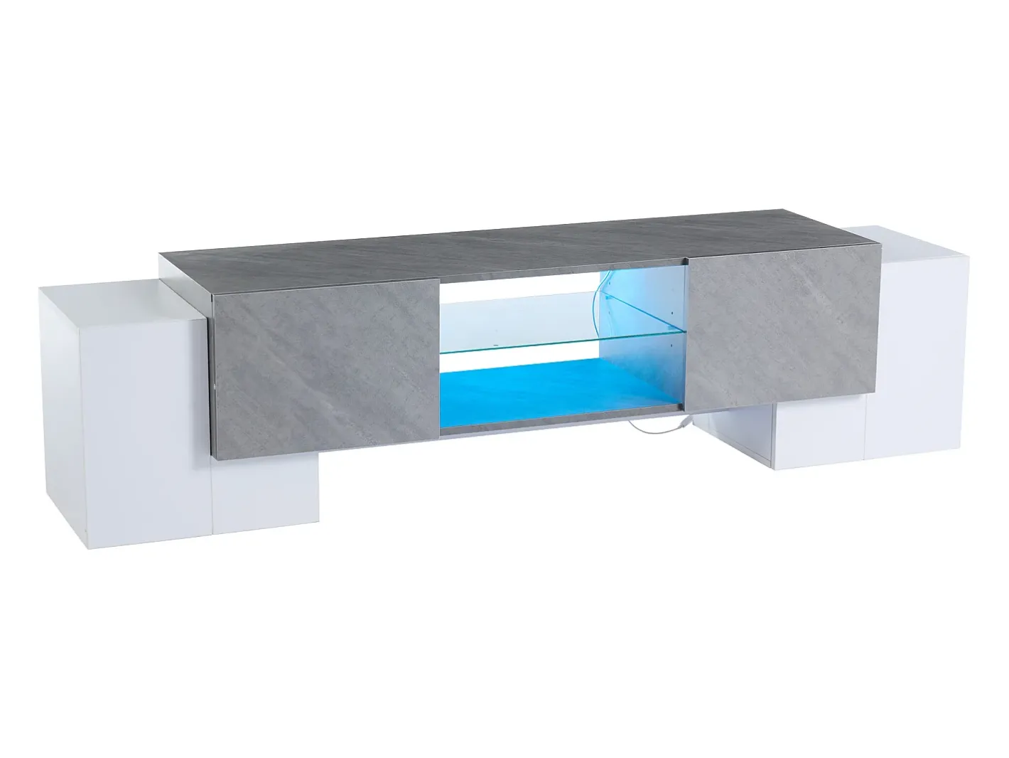 Móvel para TV - com 4 portas - com iluminação LED - para televisores 80/75/70/65/55 polegadas - branco + cinza*ModernLuxe Best