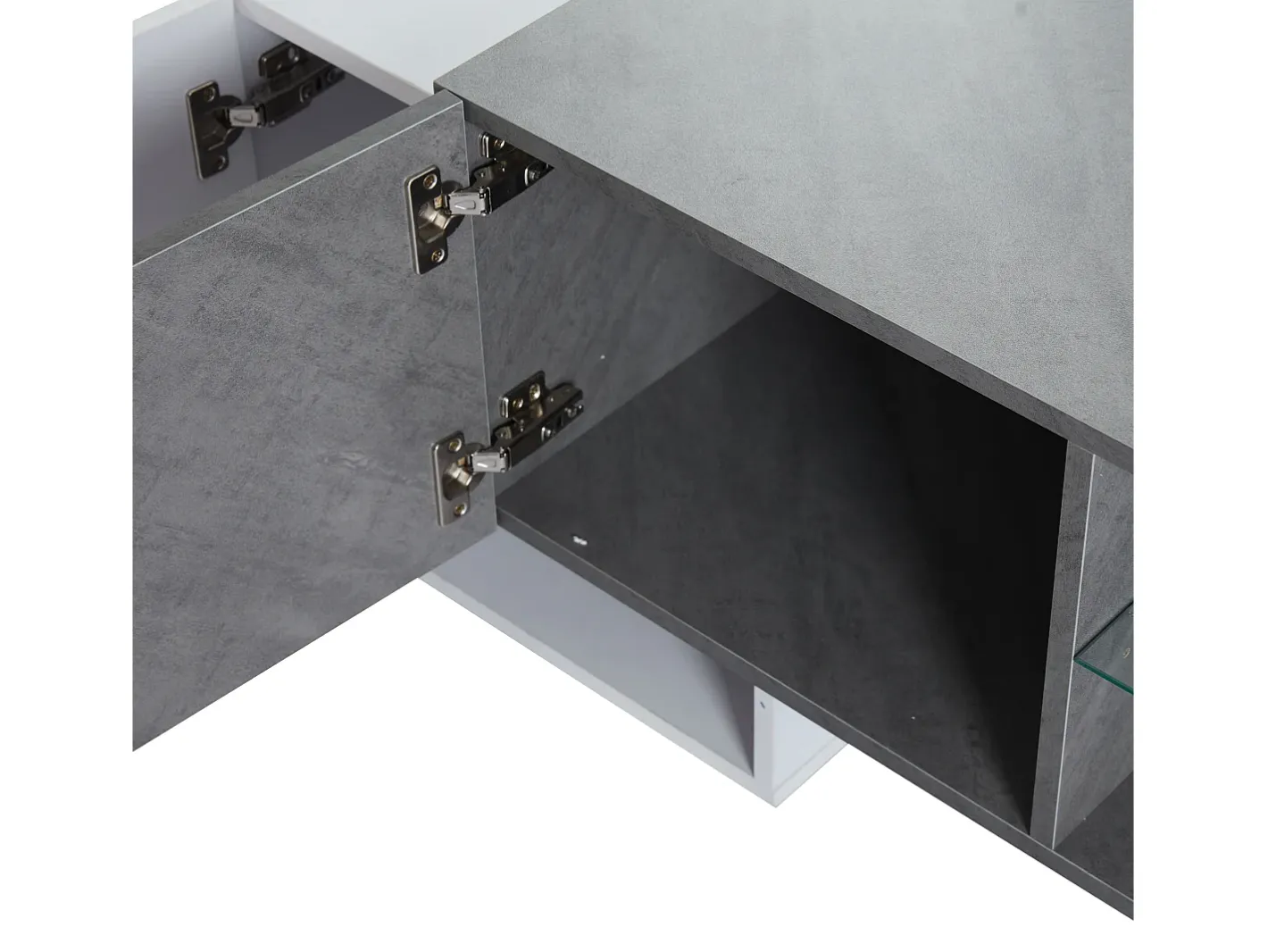 Móvel para TV - com 4 portas - com iluminação LED - para televisores 80/75/70/65/55 polegadas - branco + cinza*ModernLuxe Best