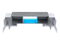 Móvel para TV - com 4 portas - com iluminação LED - para televisores 80/75/70/65/55 polegadas - branco + cinza*ModernLuxe Best