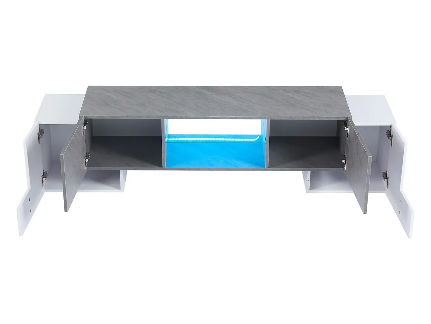 Móvel para TV - com 4 portas - com iluminação LED - para televisores 80/75/70/65/55 polegadas - branco + cinza*ModernLuxe Best