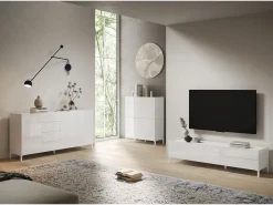 ITAMOBY Móvel De Tv*Móvel para TV 1 porta abatible e 2 gavetas 160x42x40 cm Solaria brilhante Branco