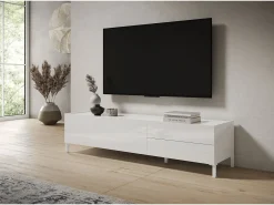 ITAMOBY Móvel De Tv*Móvel para TV 1 porta abatible e 2 gavetas 160x42x40 cm Solaria brilhante Branco