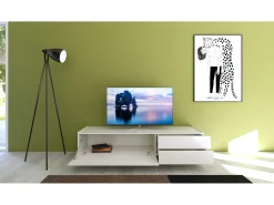 ITAMOBY Móvel De Tv*Móvel para TV 1 porta abatible e 2 gavetas 160x42x40 cm Solaria brilhante Branco