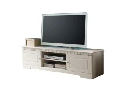 Loft24 Móvel De Tv*Móvel para TV 2 prateleiras abertas em aglomerado de betão laminado Branco
