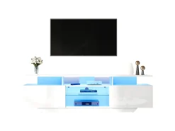 Móvel para TV alto brilho 160x40x45cm - com 2 portas e 8 prateleiras - com iluminação LED - MDF -*ModernLuxe Hot