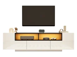 New Móvel para TV brilhante 180×40×48 cm - com iluminação LED - 1 gaveta e 2 portas - para televisores de 75 polegadas - Móvel De Tv