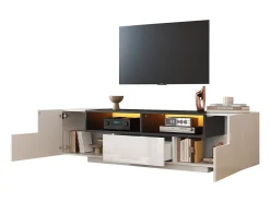 New Móvel para TV brilhante 180×40×48 cm - com iluminação LED - 1 gaveta e 2 portas - para televisores de 75 polegadas - Móvel De Tv