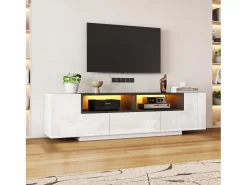New Móvel para TV brilhante 180×40×48 cm - com iluminação LED - 1 gaveta e 2 portas - para televisores de 75 polegadas - Móvel De Tv