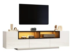New Móvel para TV brilhante 180×40×48 cm - com iluminação LED - 1 gaveta e 2 portas - para televisores de 75 polegadas - Móvel De Tv