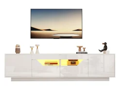Móvel para TV brilhante 180×40×45 cm - com iluminação LED - 2 gavetas e 2 portas - Compatível com TVs de 75 polegadas -*ModernLuxe Sale