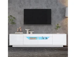 Móvel para TV brilhante 180×40×45 cm - com iluminação LED - 2 gavetas e 2 portas - Compatível com TVs de 75 polegadas -*ModernLuxe Sale