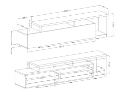 Clearance Móvel para TV 220cm coleção BERGAME. Cores carvalho e cinza antracite. Móvel De Tv