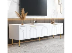 Best Móvel para TV com 4 portas texturizadas - 170 x 35 x 47,5 cm - puxadores e pés dourados - MDF - Móvel De Tv