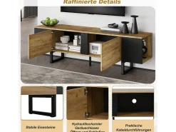 Clearance Móvel para TV de sala de estar - 180 x 40 x 55 cm - com 2 portas + espaço de armazenamento aberto - para TVs de 75 polegadas - aglomerado - cor natural Móvel De Tv